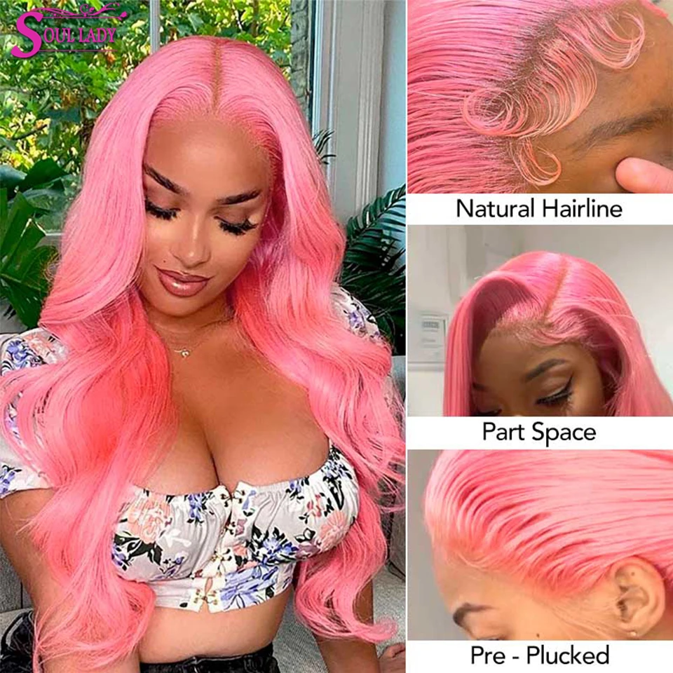 

30 Inches Pink Lace Front Wig Human Hair 13x4 Raw Body Wave HD Transparent Lace Body Wave Wig Colored Virgin Hair Wigs For Women