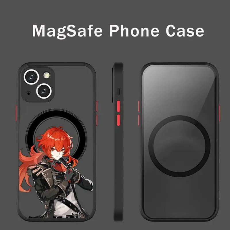 

Ударопрочный разбавитель Genshin Ragnvindr чехол для телефона прозрачный Магнитный Магнит Magsafe для iPhone 13 12 11 Pro Max Mini Беспроводная зарядка