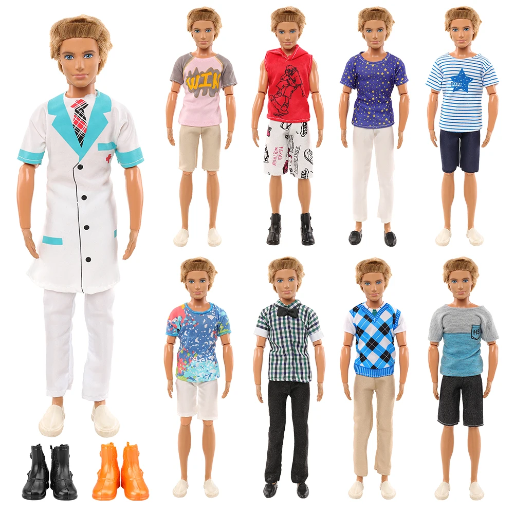 

Fashion Handmade 7 Items/Lot Doll Accessories = Kids Toys 1 Doctor plays Coat + 4 Random Ken Clothes + 2 Shoes For Ken Best Gift