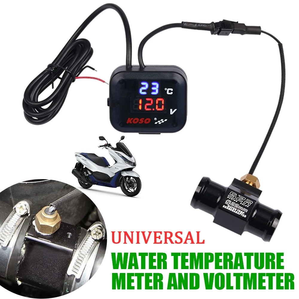 

Мотоциклетный вольтметр KOSO, измеритель температуры воды, напряжения, USB зарядное устройство, термометр, датчик, адаптер, аксессуары для XMAX PCX
