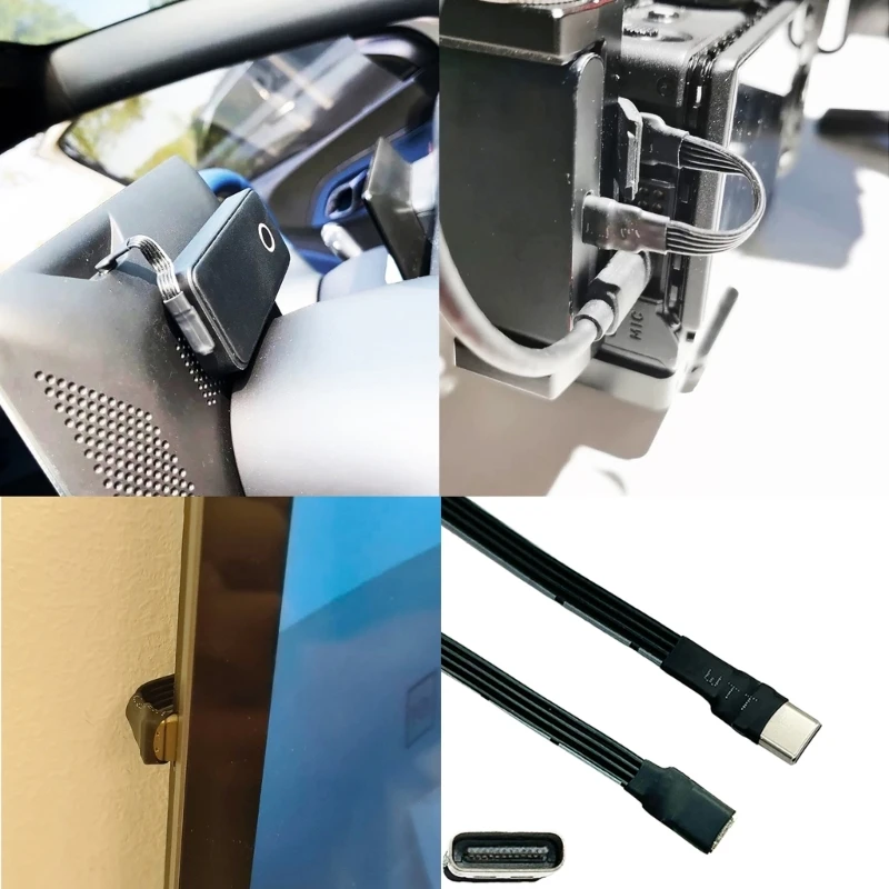 Удлинительный кабель USB C папа — мама 90 градусов ленточный плоский 18 Вт зарядка