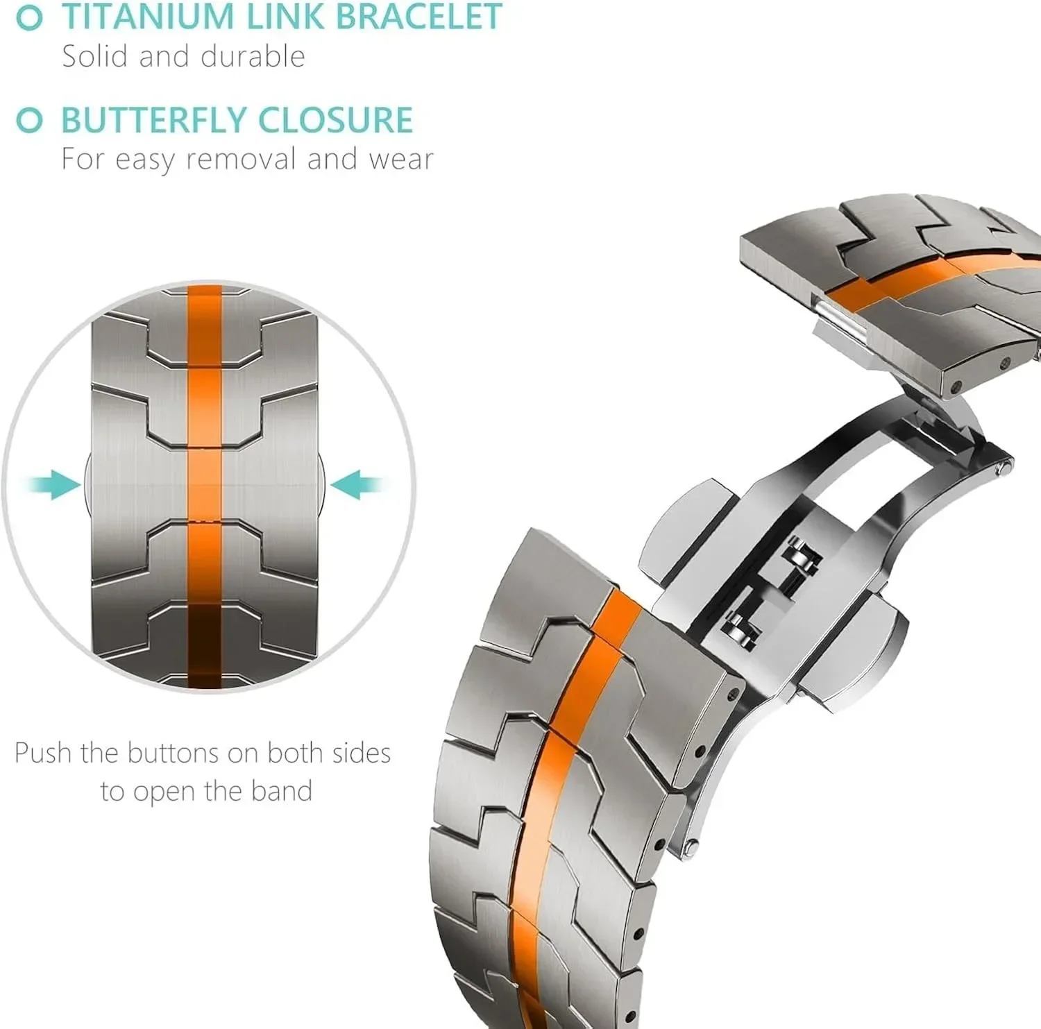 Фото Titanium Alloy Luxury Strap for Samsung Galaxy Watch Ultra 47mm No Gaps Curved End Metal Bracelet for GALAXY 7 WristStrap Correa №3