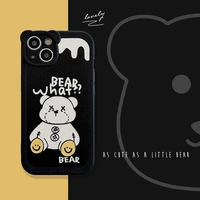 fashion teddy bear creative lens protection phone cases for iphone 13 12 11 pro max xr xs max x couple anti drop soft cover