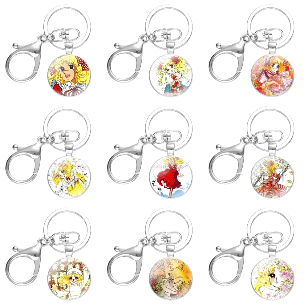 Модные Мультяшные креативные дизайнерские брелоки ручной работы, стеклянный кабошон, сплавы, брелоки, подвески, безделушки, Аниме Манга, конфеты