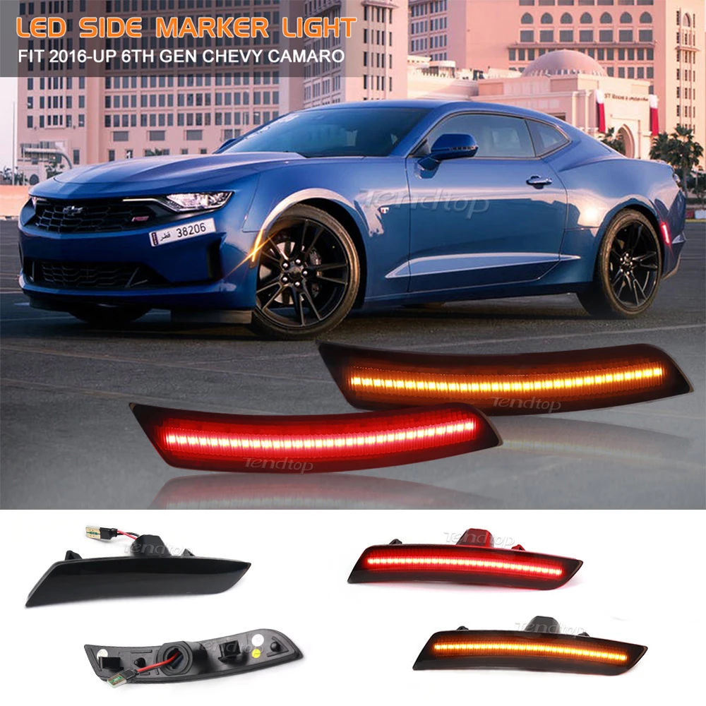 2PCS/4Pcs LED Side Marker Lights Front Rear Bumper Side Marker Lamps For Chevrolet Chevy Camaro 2016 2017 2018 2019