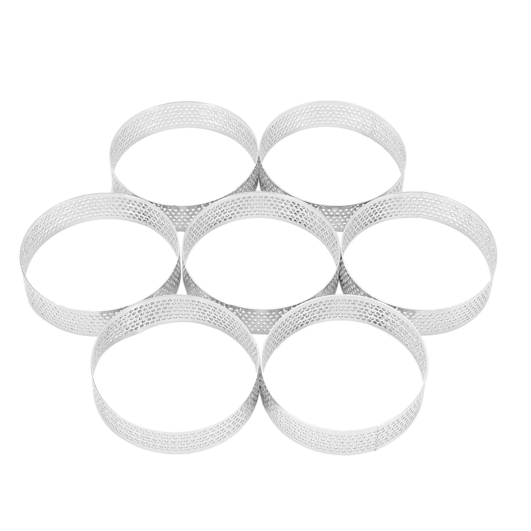 

5 Pcs Circular Porous Tart Ring Bottom Tower Pie Cake Mould Baking Tools Heat-Resistant Perforated Cake Mousse Ring, 8cm