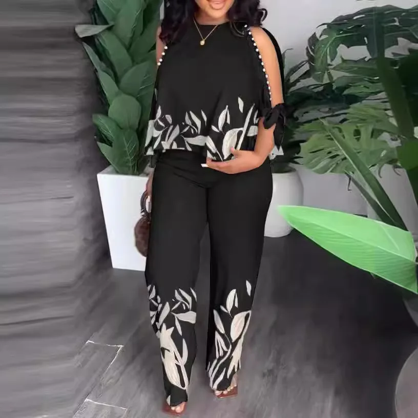 2024 весенне-летний модный новый комплект с принтом женский свободный