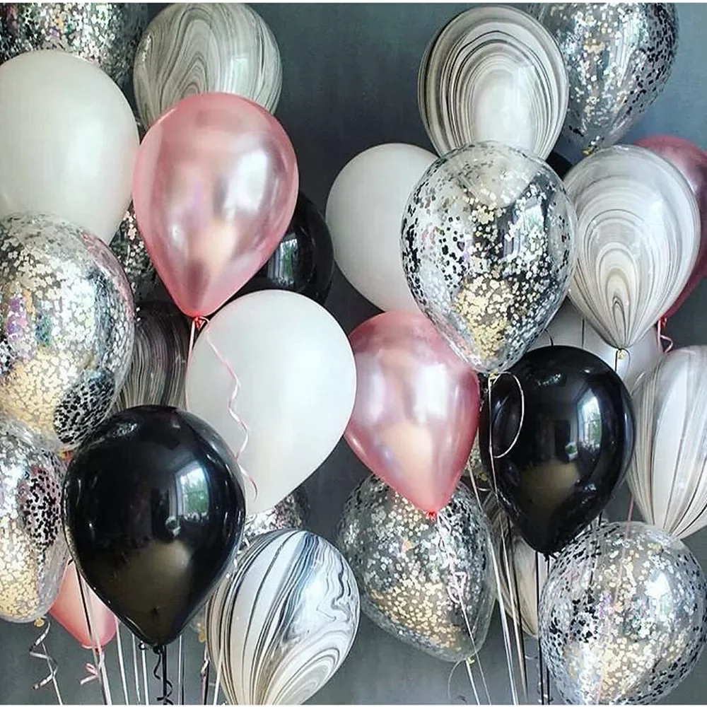 

10inch Pink White Silvery marble Latex Balloons Happy Birthday Party Wedding Decoration Balloon Kids Toy Air Balls Globos