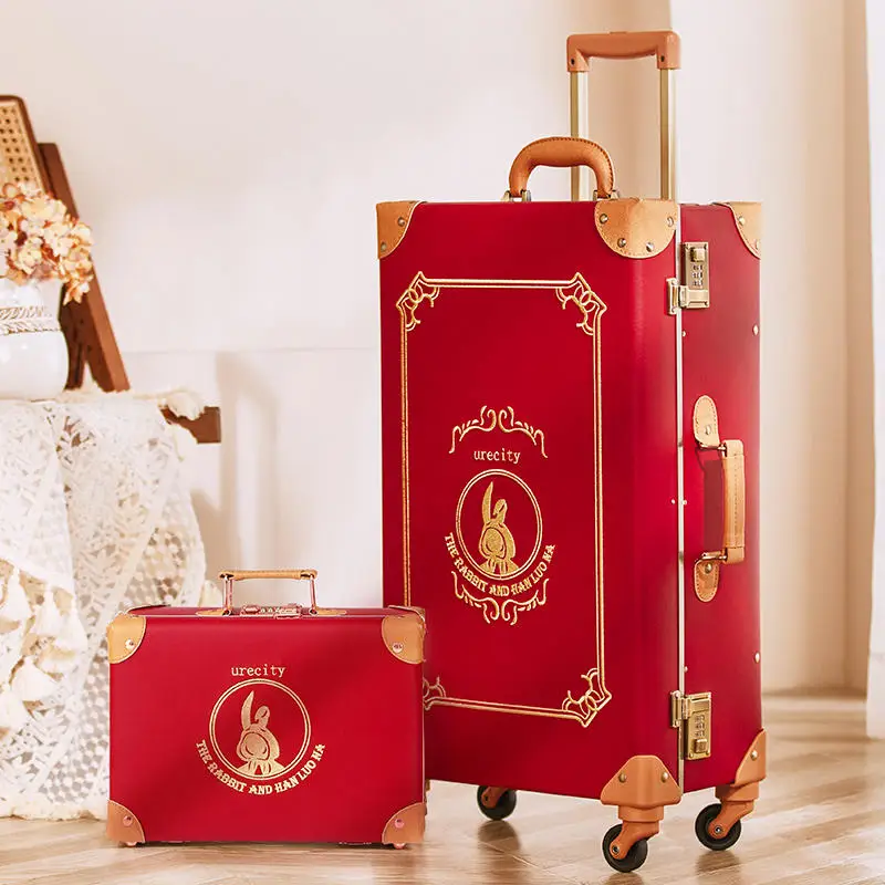 

Suitcase With Handbag Leather Pull rod box bride dowry box Wedding Dowry Luggage Box Combination case S11360-S11382 Morliron
