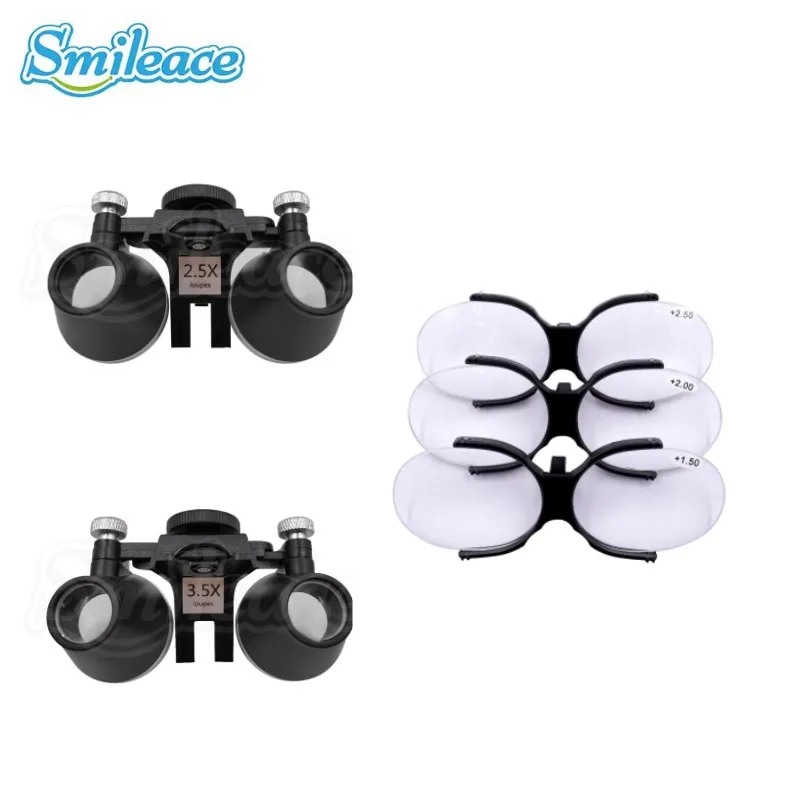 

Dental LED Headlight Glass Lens 2.5X 3.5X Shots Head Light Lamp Magnification Binocular Loupes For Lab Equipment