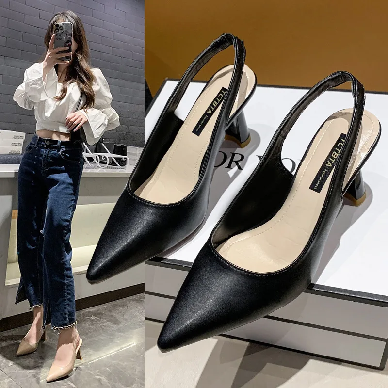 

2023 Summer New Pointed Toe Sandals Women High Heel Shoes Female Thin Heel Baotou Comfort Light Sandalias Pumps Zapatillas Mujer