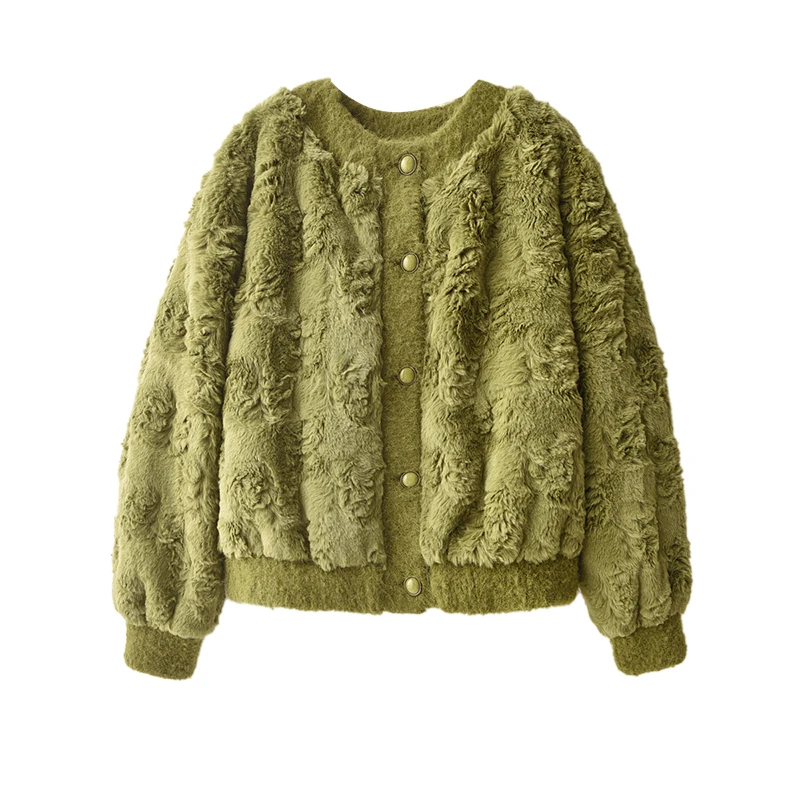 2022 Environmentally Friendly Fur Casaco Feminino Inverno Thick Warm Fur  Faux Fur  Faux Leather  Autumn/Winter  Button Vintage