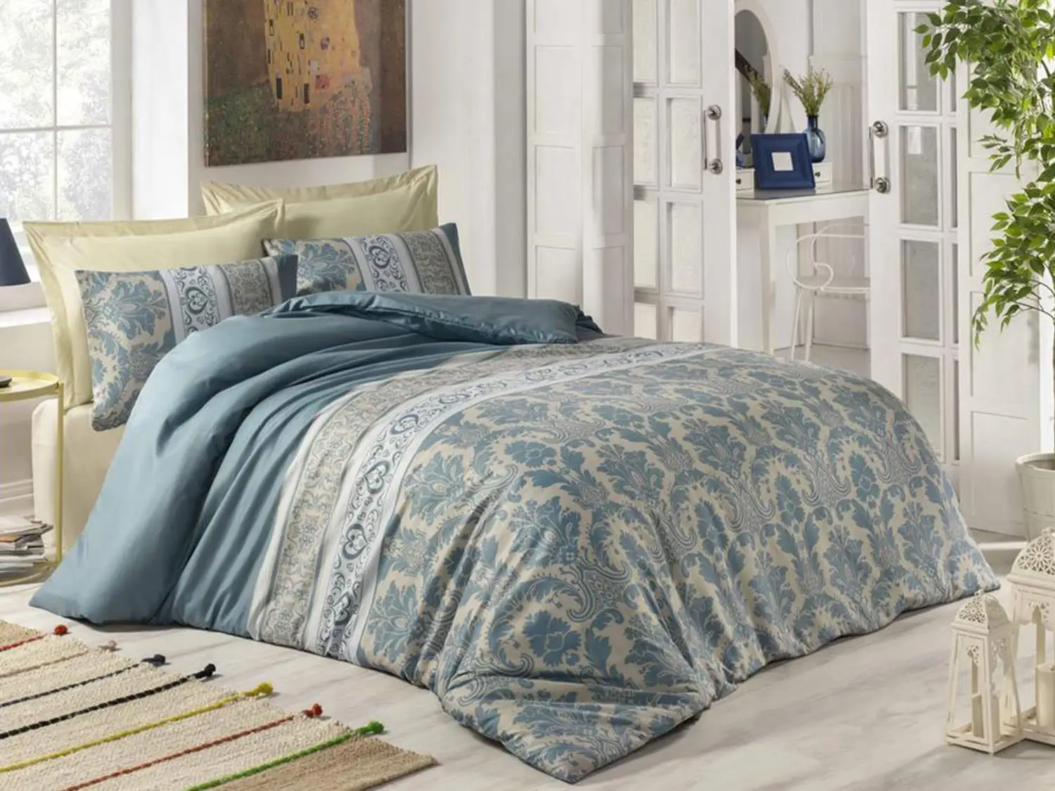 

Karen 100 Cotton Double Duvet cover set Mint