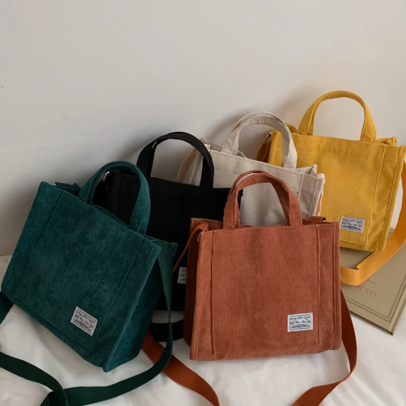 

Small Corduroy Shoulder Bag for Women 2022 Ladies Totes Bag Girls Handbags with Pocket Shopper Vintage Simple Book Crossbody Bag