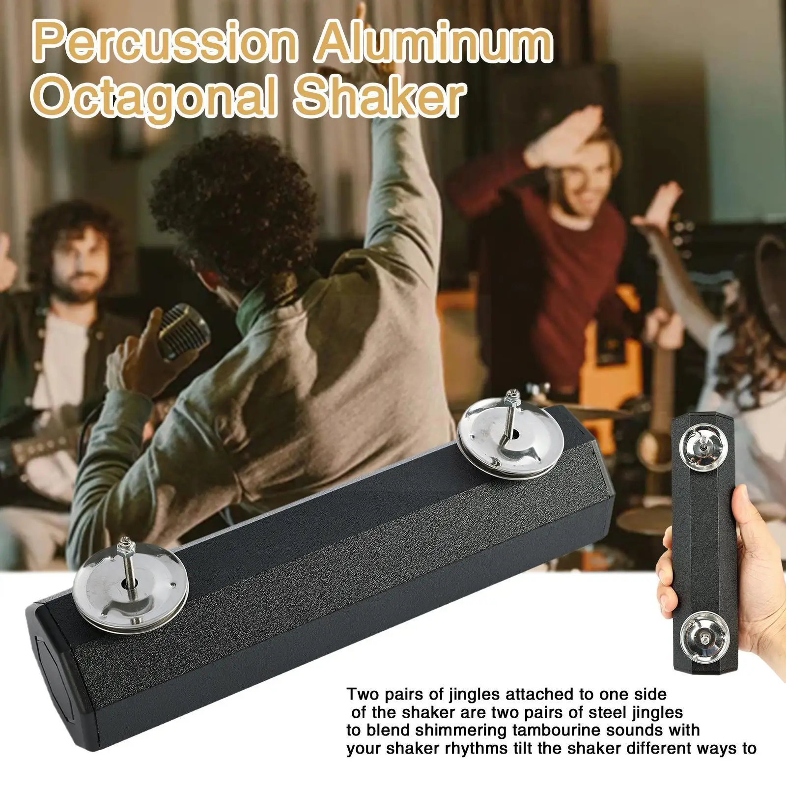 

Percussion Octagonal Sand Barrel Aluminum Bell Shaker Sand With Bell Musical Instrument Barrel Accompaniment S1q1