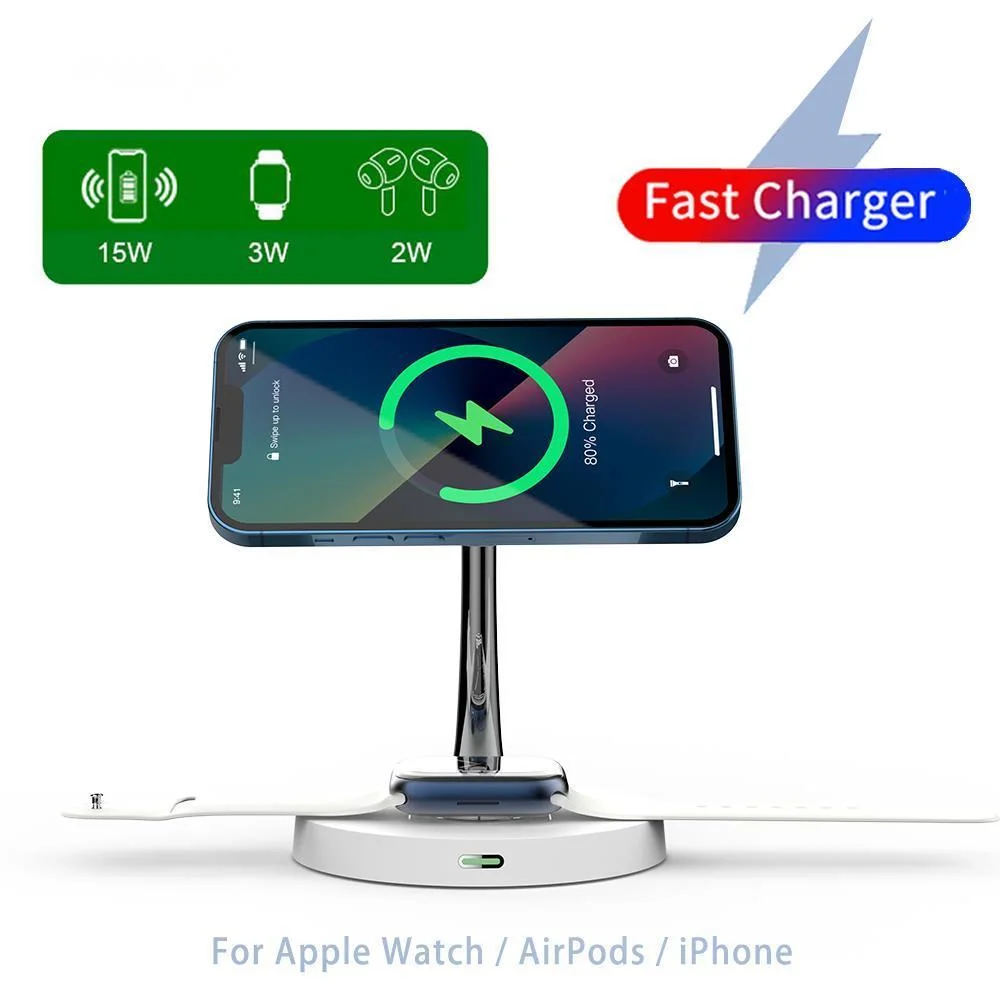 

3 in 1 Wireless Chargers for Samsung / iPhone 14 13 12 Pro Max AirPods 2 3 Pro Apple Watch 8 7 6 5 4 3 2 1 Qi Charging Station