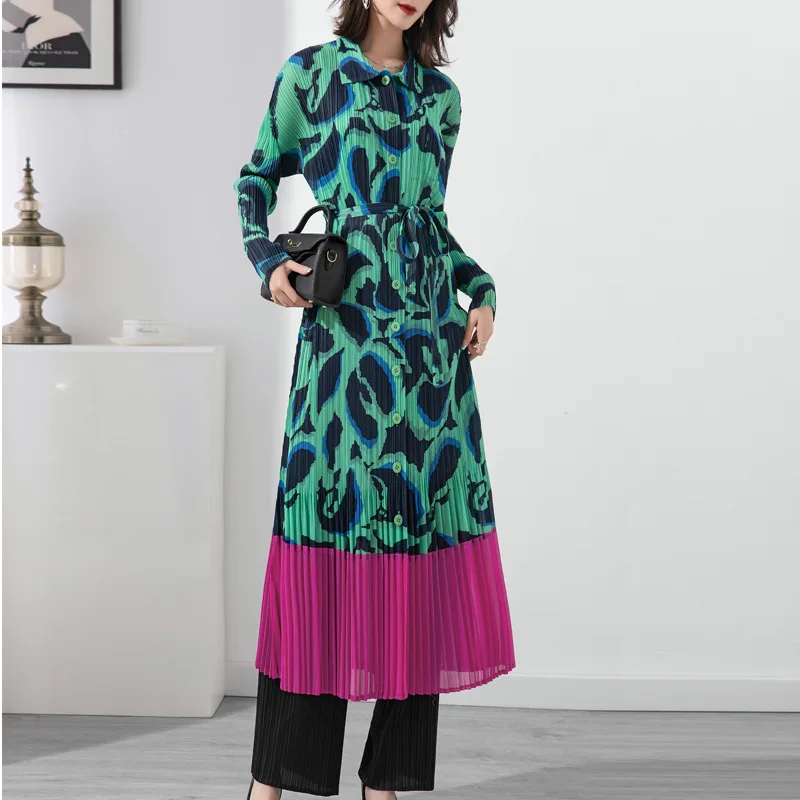 

SuperAen Spring Summer 2022 New Printing Loose Slimming Turn-down Collar A-LINE Mid-Calf Woman Dress