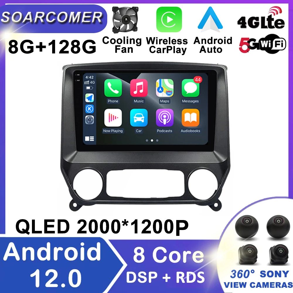 

360 cam Android 12 carplay Android авто для Chevrolet Silverado 3 GMTK2 2014 2015 2016 2017 2018 автомобильное радио автомобильный мультимедийный плеер