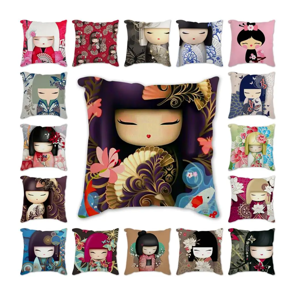 

Cushion Cover 45x45cm Cartoon Dolls cojines decorativos para sofá Pillows Room Pillow Cover Sofa Japanese girl Home クッション・カバー