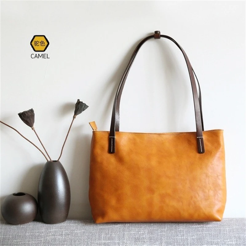 Vintage Women's Genuine Leather Shoulder Bags New Ladies Large Capacity Handbag Fashion Brand Designer Messenger Shopper Bags