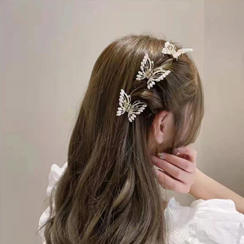 

Cute Pearl Butterfly Hairpin Women Hair Clips Hair Claw Clamps Girls Solid Color Hairgrip Barrettes Fashion Hair Accessories
