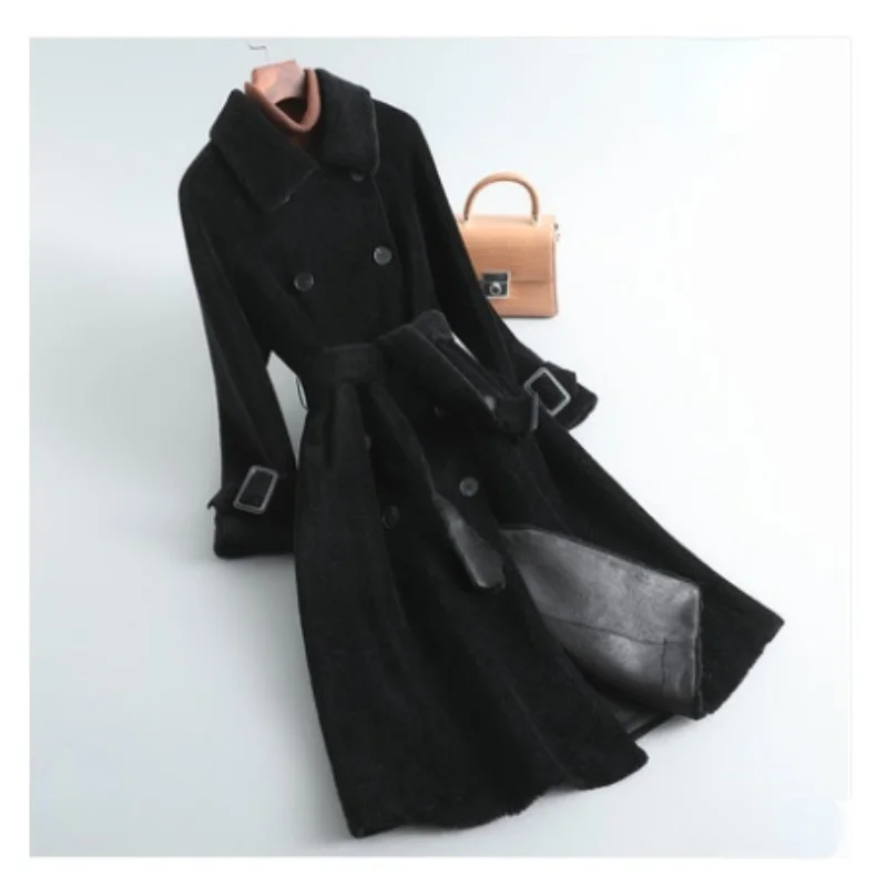 

Winter Elegant Real Sheep Shearling Overcoat Female Autumn 2022 Women's Clothing Long Wool Jacket Jaqueta Feminina Gxy674