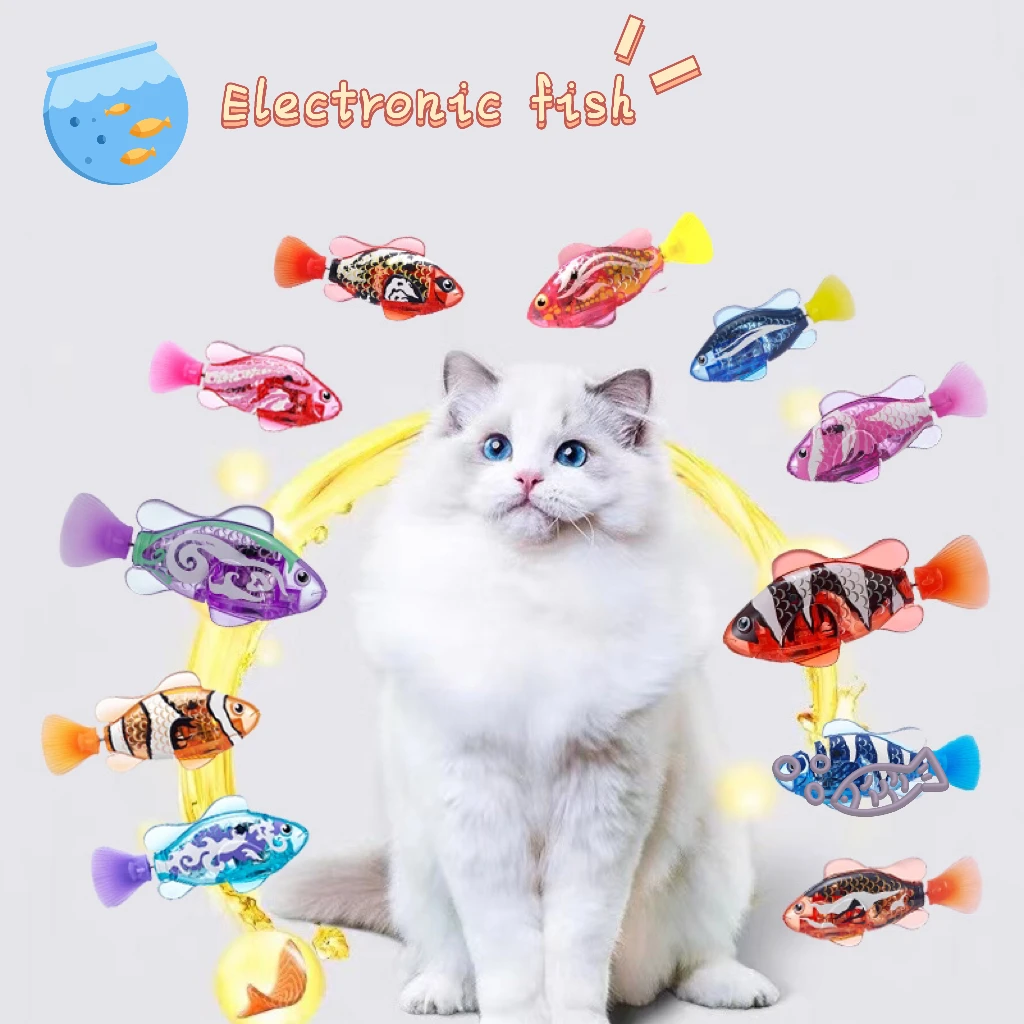 

Children's electric toys Simulation toy Fish Cat Bathing Play Aquarius Electronic pet Swinging fish LED Glow cat Toy fish