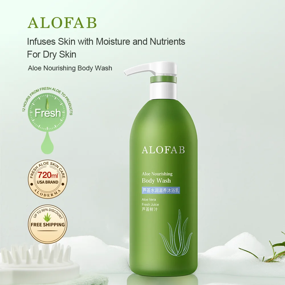 

ALOFAB Natural Aloe Vera Fresh Juice Aloe Nourishing Body Wash Soften Smooth Skin Care Shower Gels 720ML