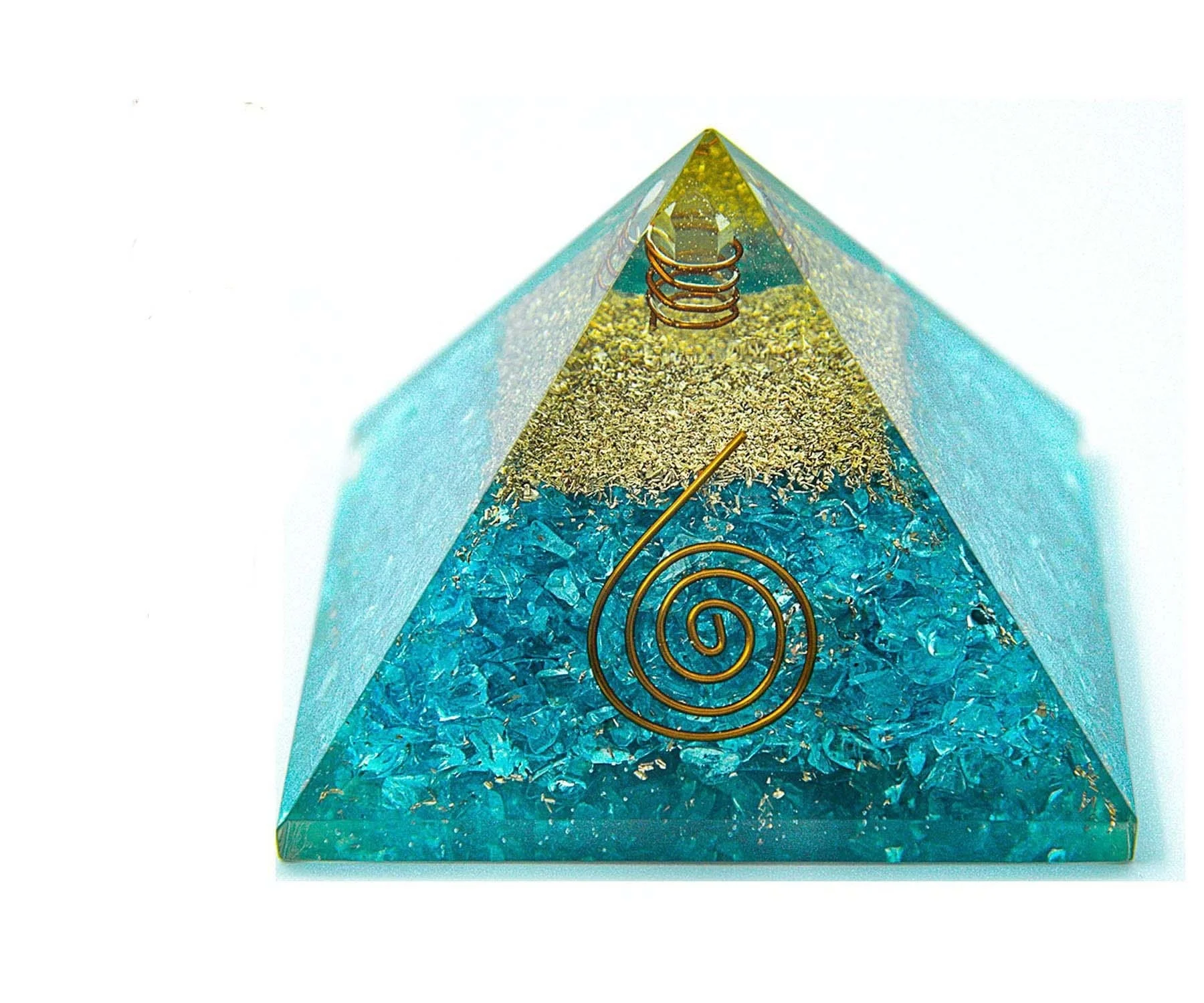 

Pyramid Ornaments, Augen Natural White Crystal Column And Blue Glass Gravel Augen Energy Tower jewelry for women crystal stones
