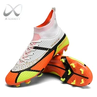 2022 new style fg soccer shoes boys outdoor non slip long spikes soccer cleats ultralight high ankle football boots sneakers men