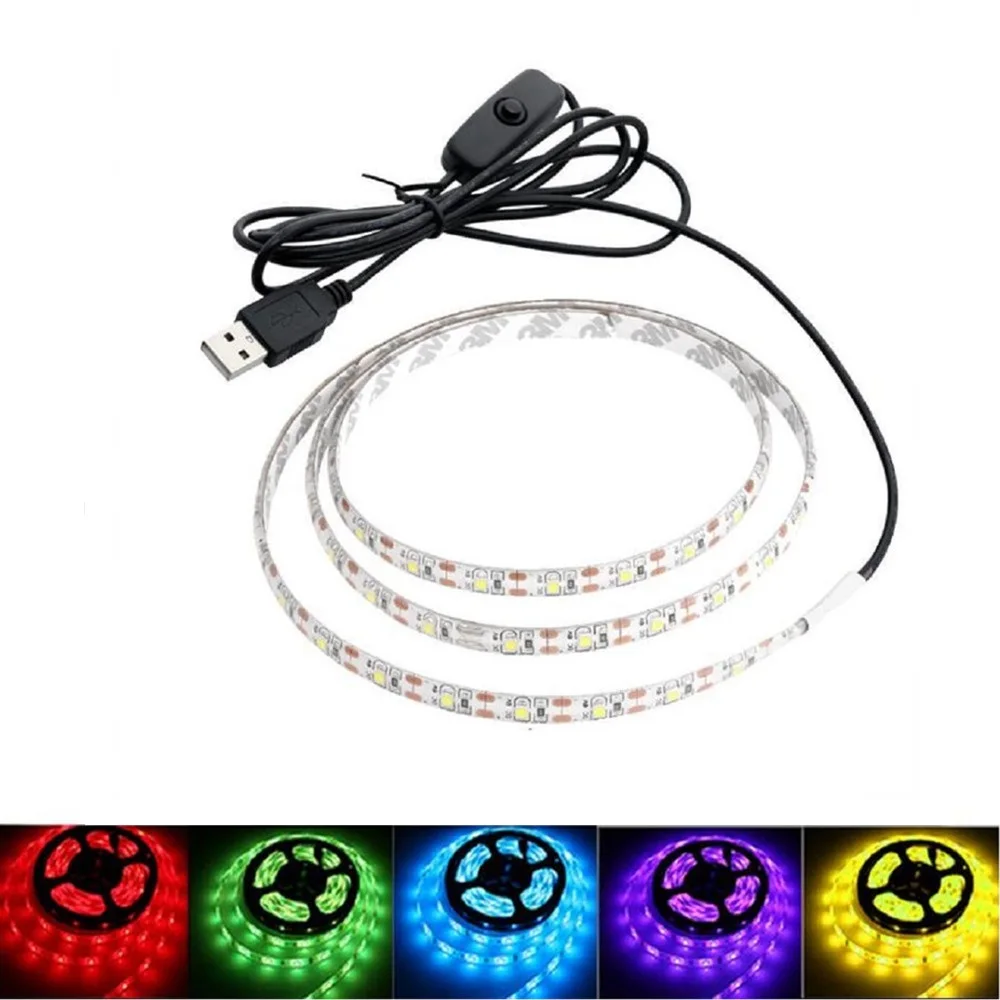 

DC5V LED Light Strip SMD2835 60Leds/m Waterproof TV Background Lighting Flexible Cabinet Tape Ribbon Rope Battery USB Powered