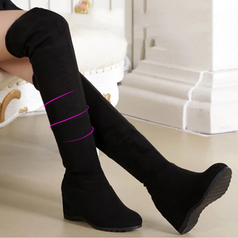 

2 In 1 New Female Platform Thigh High Boots Fashion Slim Chunky Heels Over The Knee Boots Women Party Shoes Woman Boots