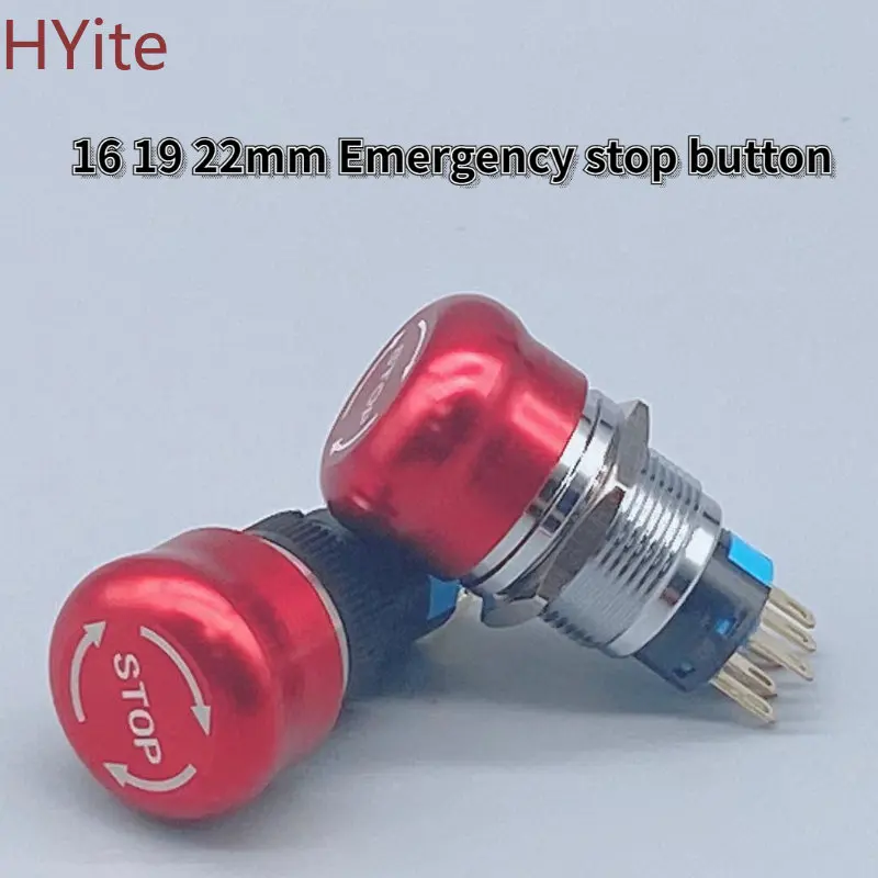 

19mm 22mm 1NO1NC Metal Waterproof aluminum Push Button Switch mushroom emergency STOP latching press button 19JT(STOP)/L.S.KB