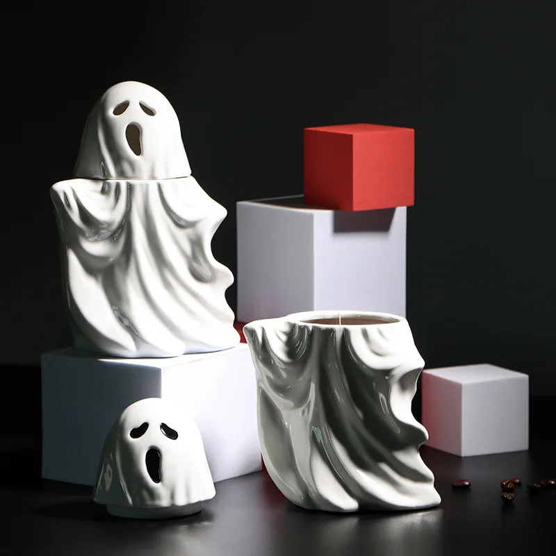 

Porcelain Monster Trick 3D Ceramic Cup White Ghost Cup Cartoon Mug Halloween Gift Advertising Cup