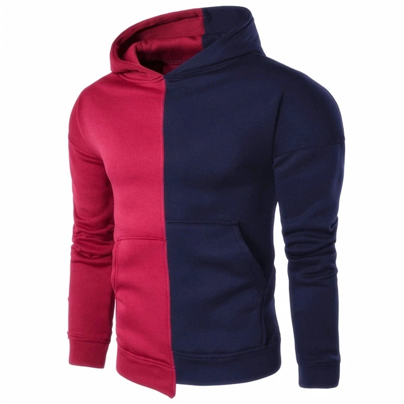 Spring and Autumn  High-end  Gorgeous  Men's Fashion Casual Asymmetric Hooded Men's Hoodie Simple European Style Hooded Pullover