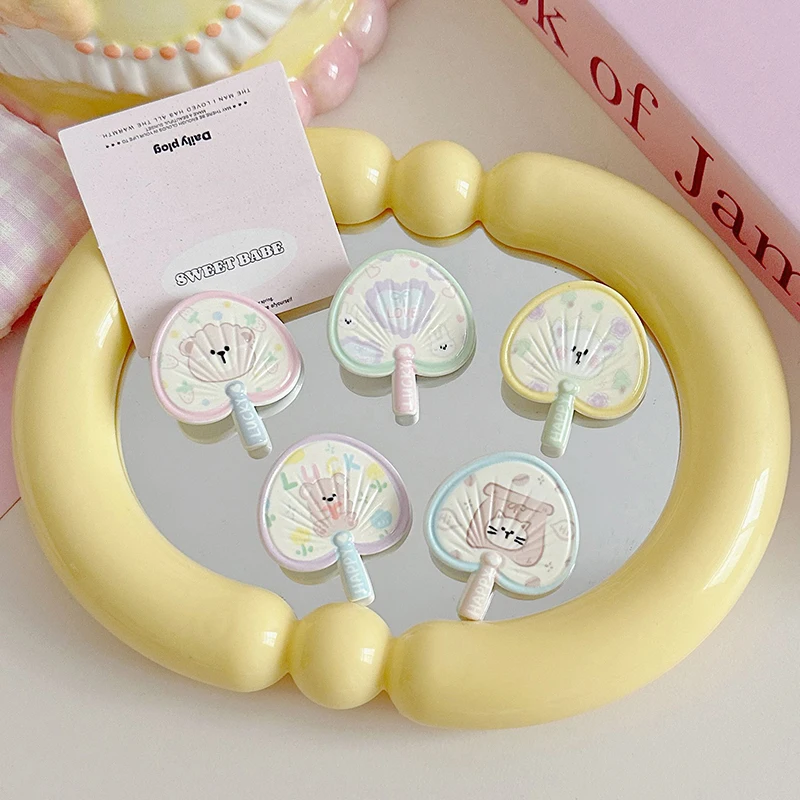 Заколка для волос в форме веера с милым медведем девочек кавайная боковая