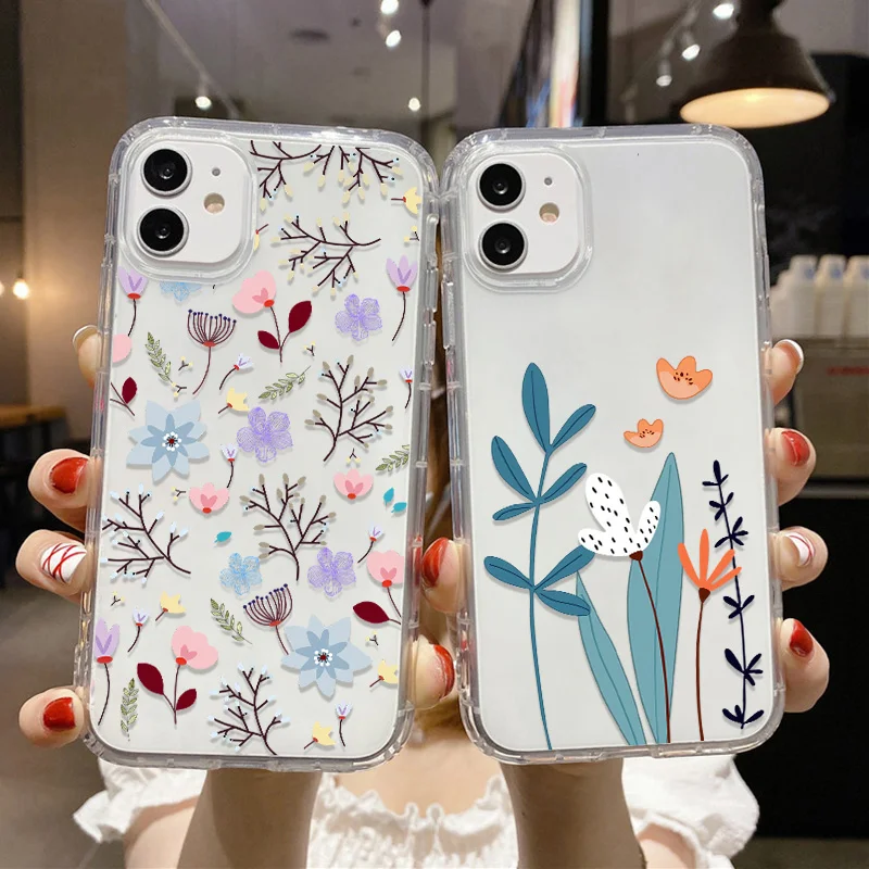 

Flower Soft Case For iPhone 11 Pro Max 12 13 Pro Max 7 8 Plus SE 2 3 6 6S X XS Max XR 13 Mini Case Transparent Silicone Funda