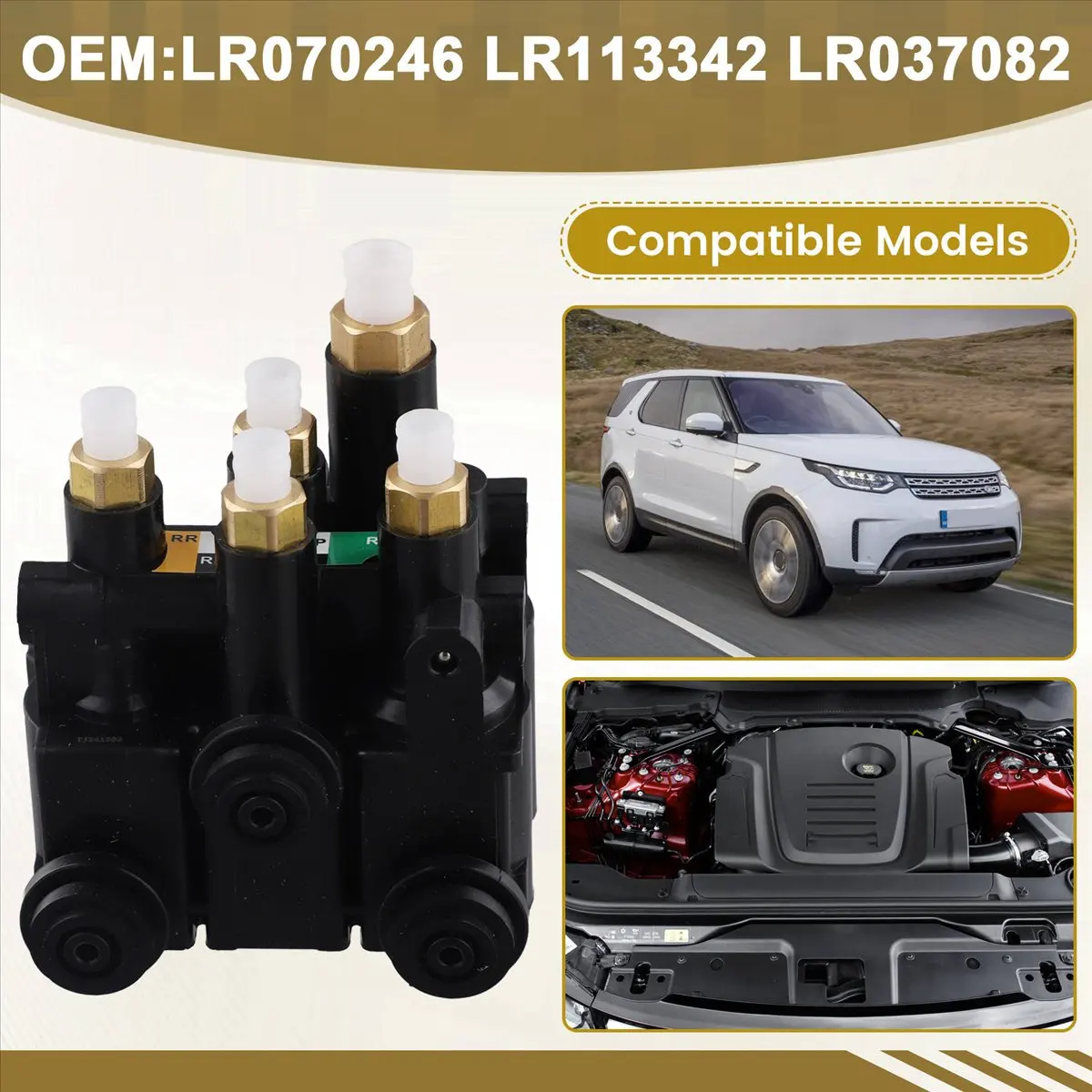 Фото ⚡   Суперраспродажа: Блоки клапанов пневмоподвески LR070246 LR113342, передняя сторона, для Land Rover Range Rover MK IV L405 L494 2013-2023 №1