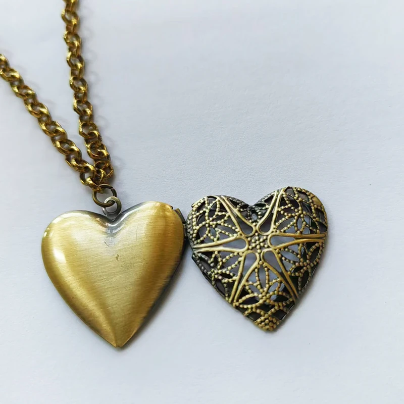 1 шт. античный бронзовый круглый Овальный медальон в форме сердца подвески