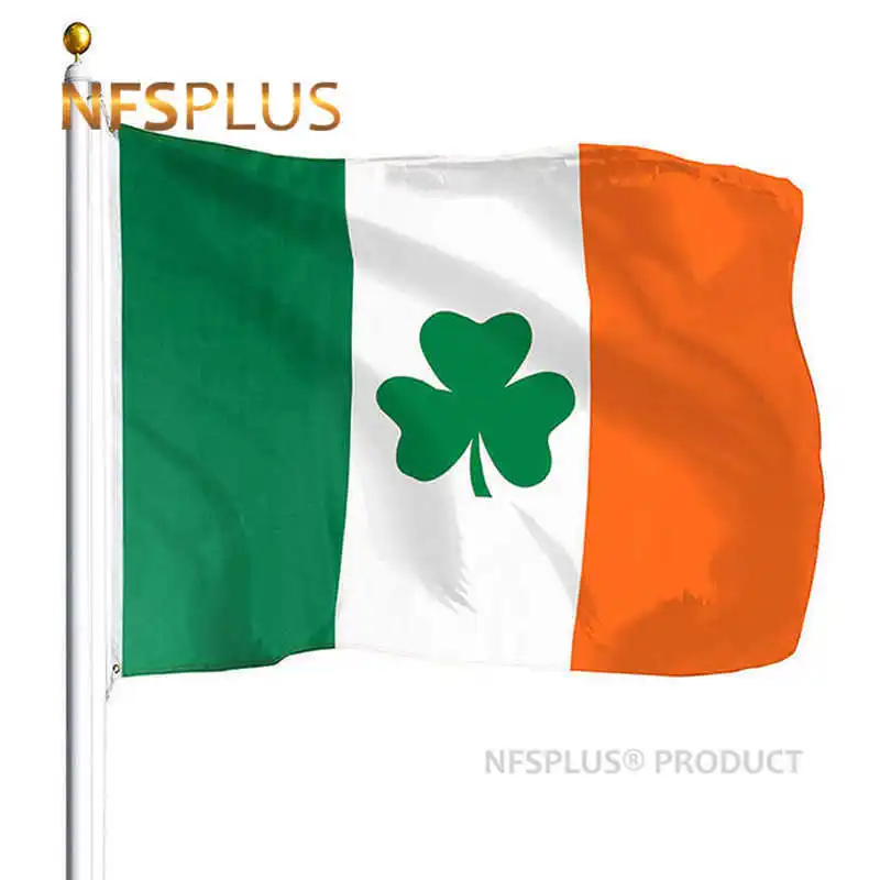 

Shamrock Ireland Flag 90x150CM Polyester Green White Orange Printed Home Party Hanging Flying Decorative Irish Flags And Banners