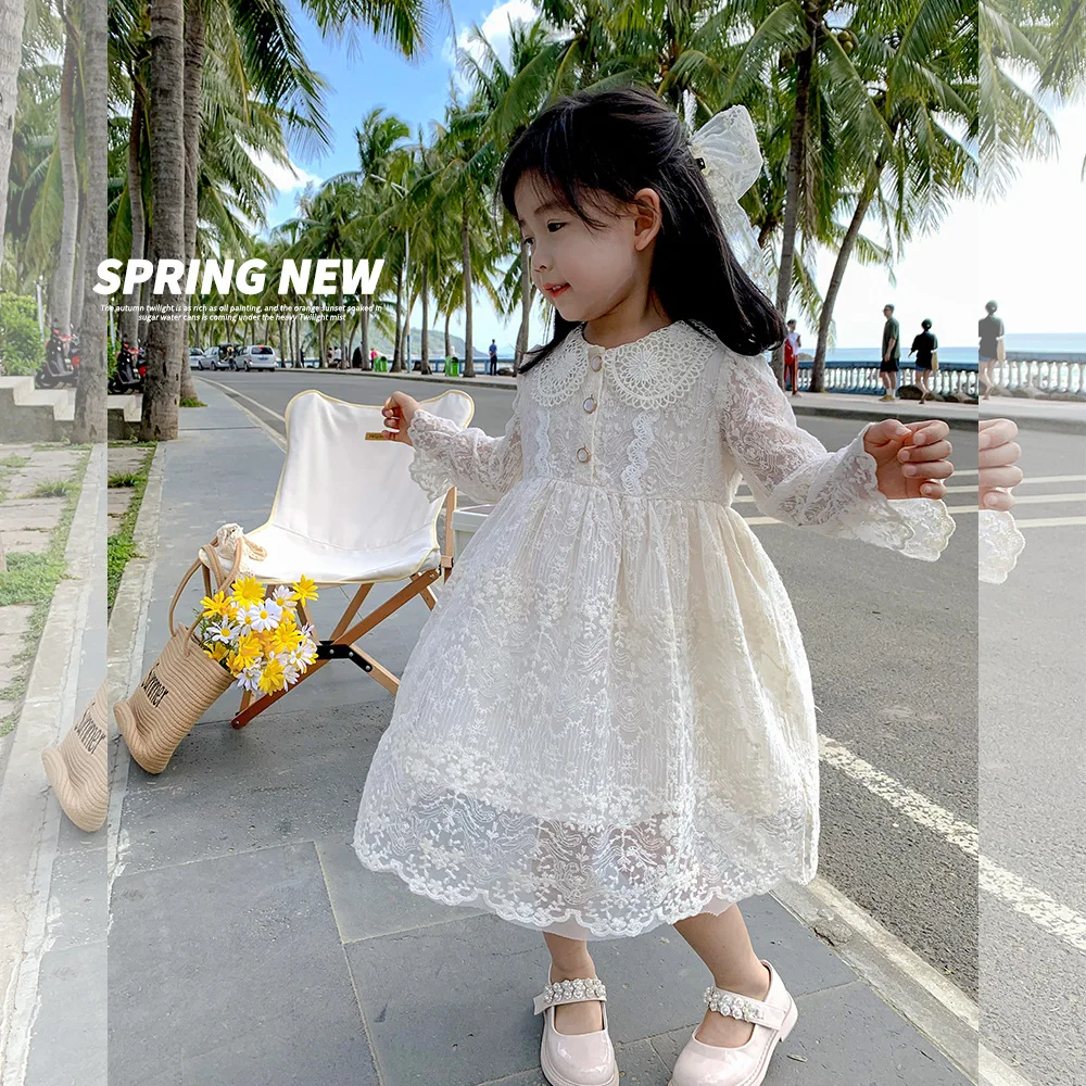 

Girls Spring Clothes New children's Lace Dress children's Fashionable Princess Skirt baby Foreign Style Long Skirt Dress 1-12y