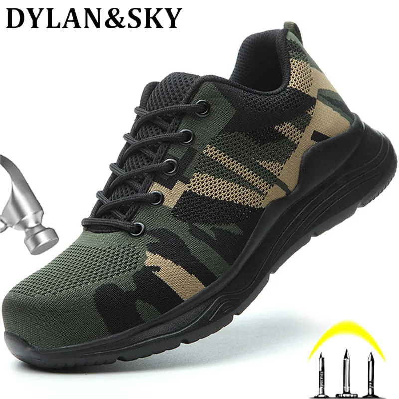 

Lightweight Safety Shoes Men Boots Camouflage Work Shoes Construction Indestructible Shoes Work Sneakers Men Boots Security