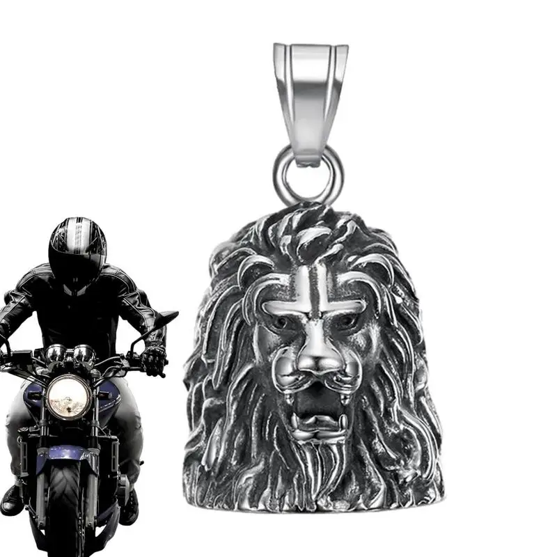 

Retro Lion Heads Bells Bike Pendant Rearview Mirror Ornaments Interior Room Housewarming Figure Decor For Birthday Gifts