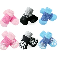 pet dog knit socks warm pet shoes at home breathable autumn winter for cat dogs socks thick paw protector dog shoes accessories