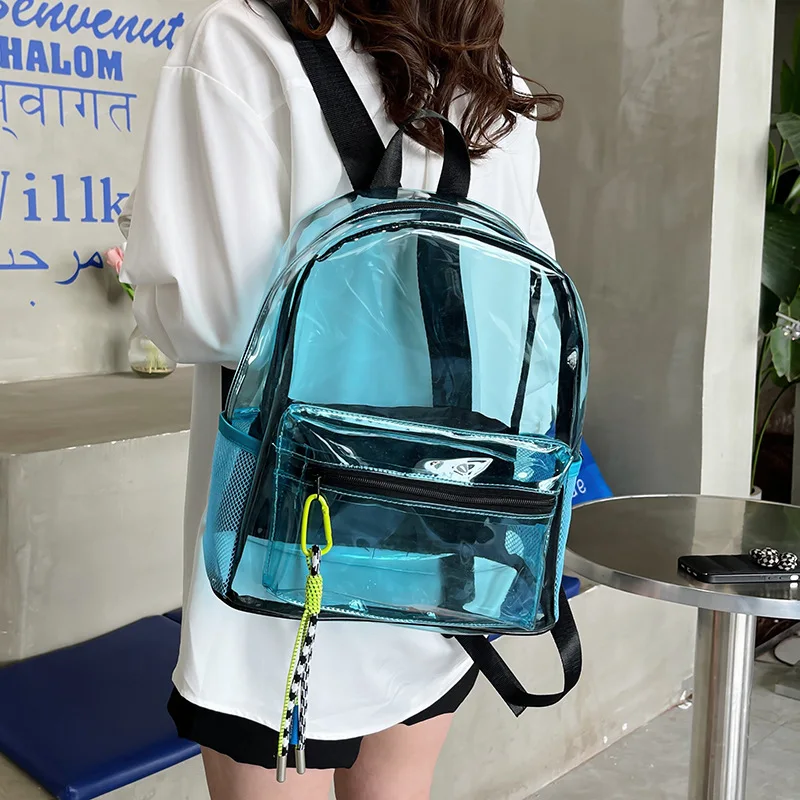 Прозрачный Желейный рюкзак для женщин, новинка 2022, Корейская версия, модная вместительная трендовая дорожная школьная сумка в стиле Харадз...