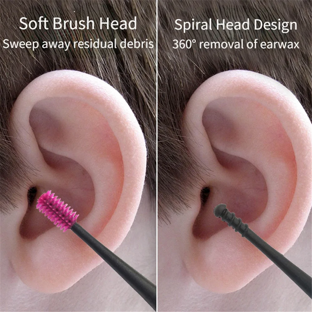 1PC Soft Silicone Ear Pick Double-ended Earpick Wax Curette Remover Cleaner Spoon Spiral Clean Tool Design | Красота и здоровье
