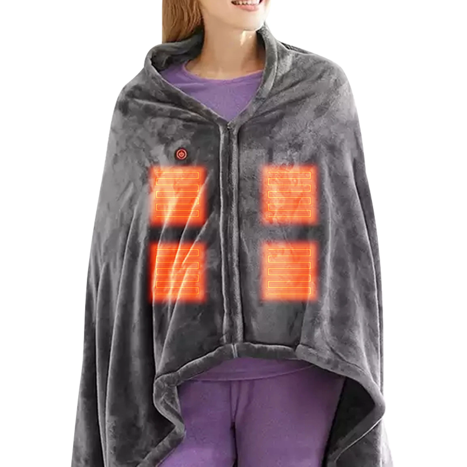 

Car Wearable Electric Blanket Soft USB Heated Washable For Sofa Bed Travel Winter Warm 3 Adjustable Temperature Coral Velvet