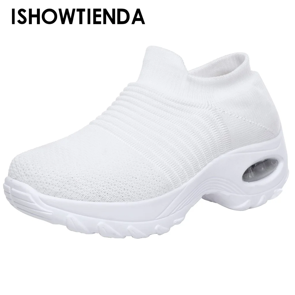 

Женские теннисные туфли, сетчатые дышащие, без застежки, на толстой платформе, увеличивающие рост, уличные кроссовки