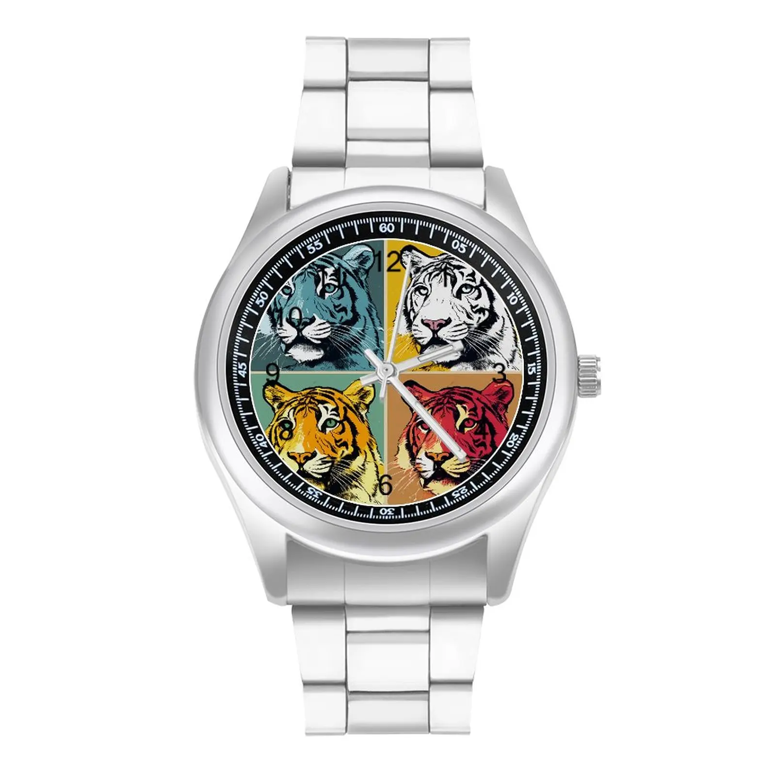 

Tiger Quartz Watch Pop Art Memes Style Spring Casual Wrist Watch Stainless Design Good Quality Couple Wristwatch