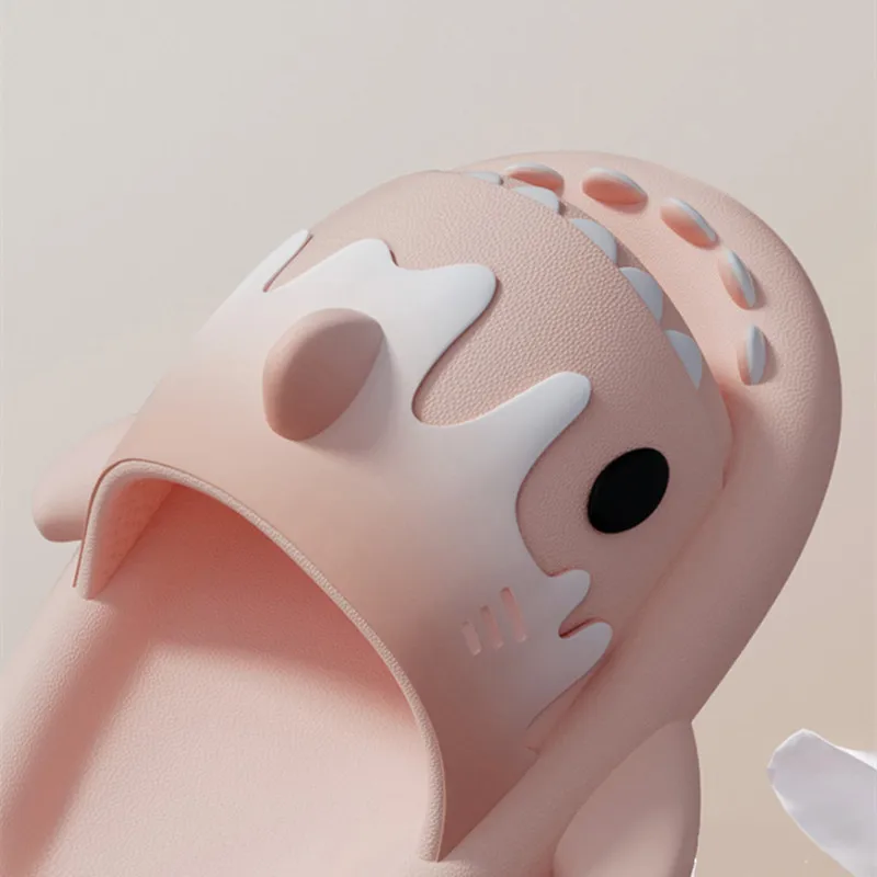 Ice Cream Shark Slippers Women's Man Slipper 2023 New Summer Indoor Outdoor Household Anti Slip Couple Slipper DIY Shark Sandals